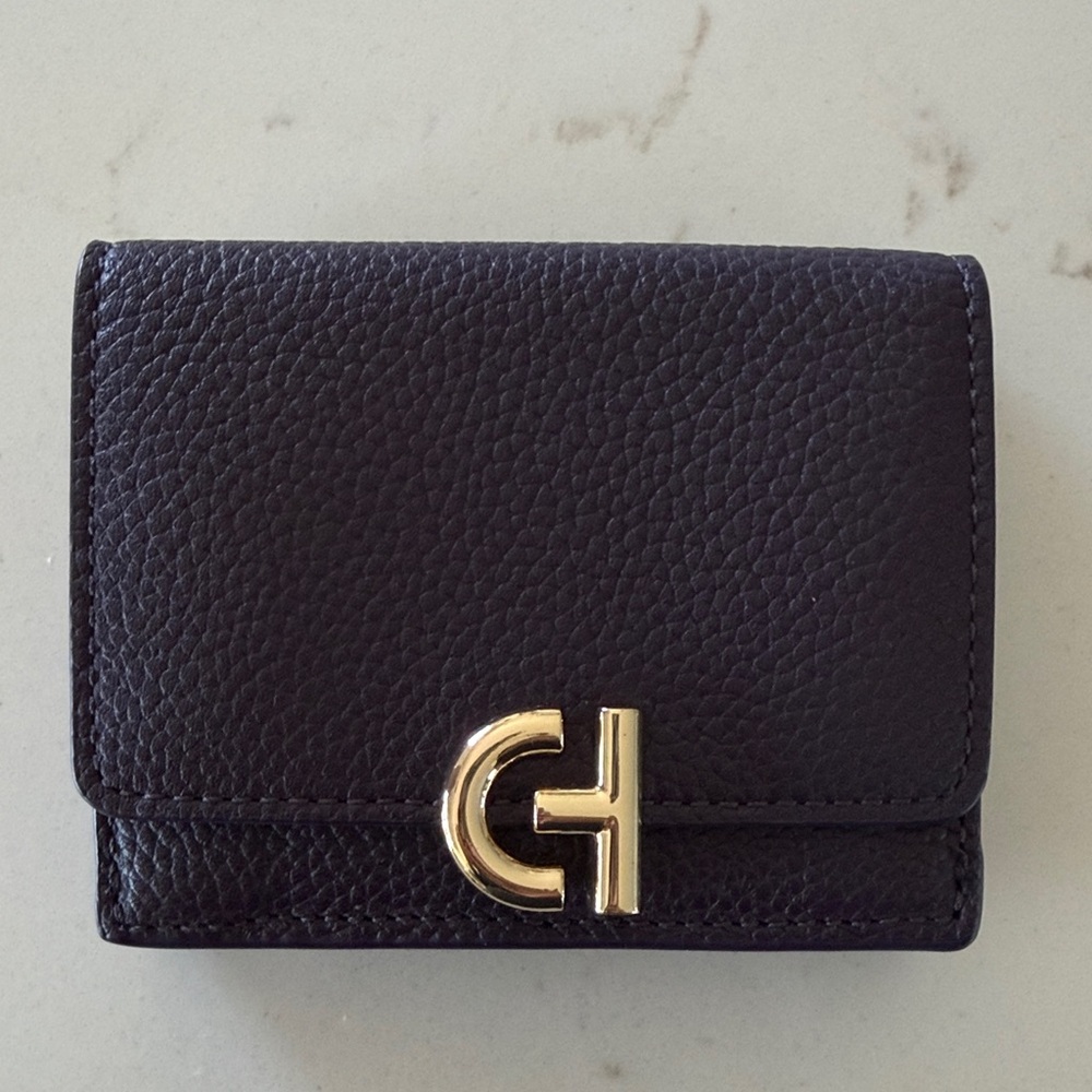 Cole Haan Purple Leather Wallet with Gold Detail
